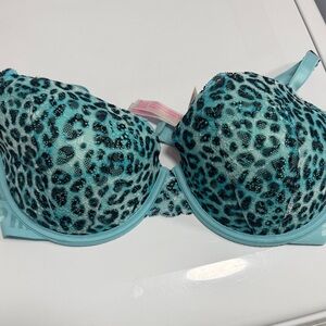 Victoria's Secret Turquoise Leopard Bra